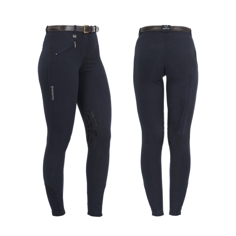 PANTALONI DONNA MODELLO SELENE IN COTONE ELASTICIZZATO CON GRIP EQUESTRO