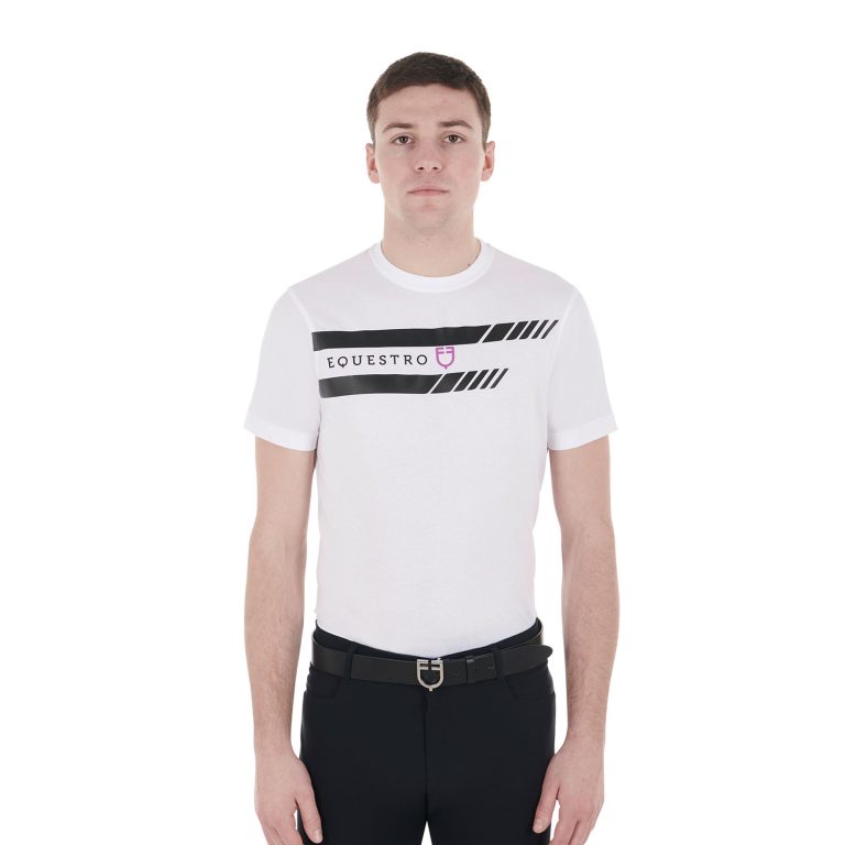 T-SHIRT DA UOMO SLIM FIT CON LOGO VIOLA E DETTAGLI NERI EQUESTRO