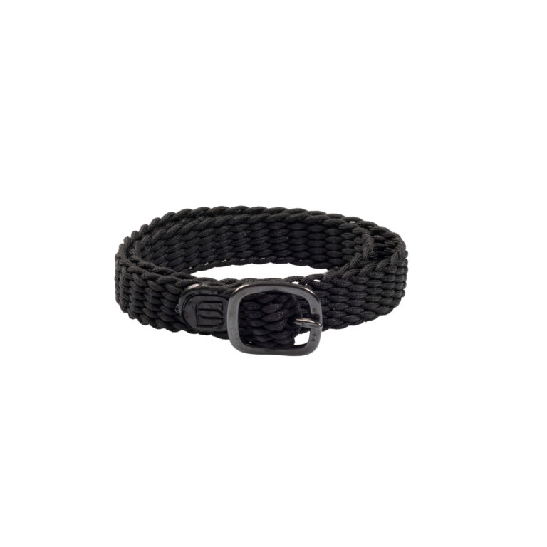 HS SPUR STRAPS PERLON BLACK  45CM W.BUCKLE STEEL CHR.PL.